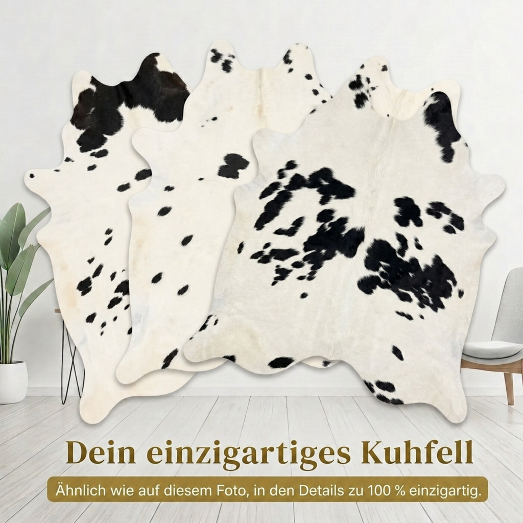 Kuhfell Schwarz-Weiß Gefleckt Hell - Bild 6