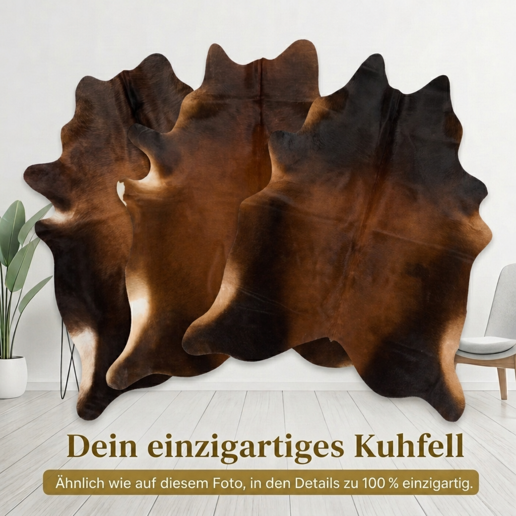 Kuhfell Schwarzbraun Meliert - Bild 6