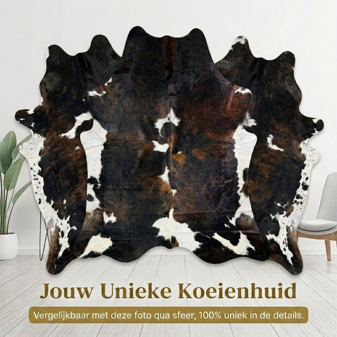 Kuhfell Normannisch Dreifarbig Dunkel - Bild 6