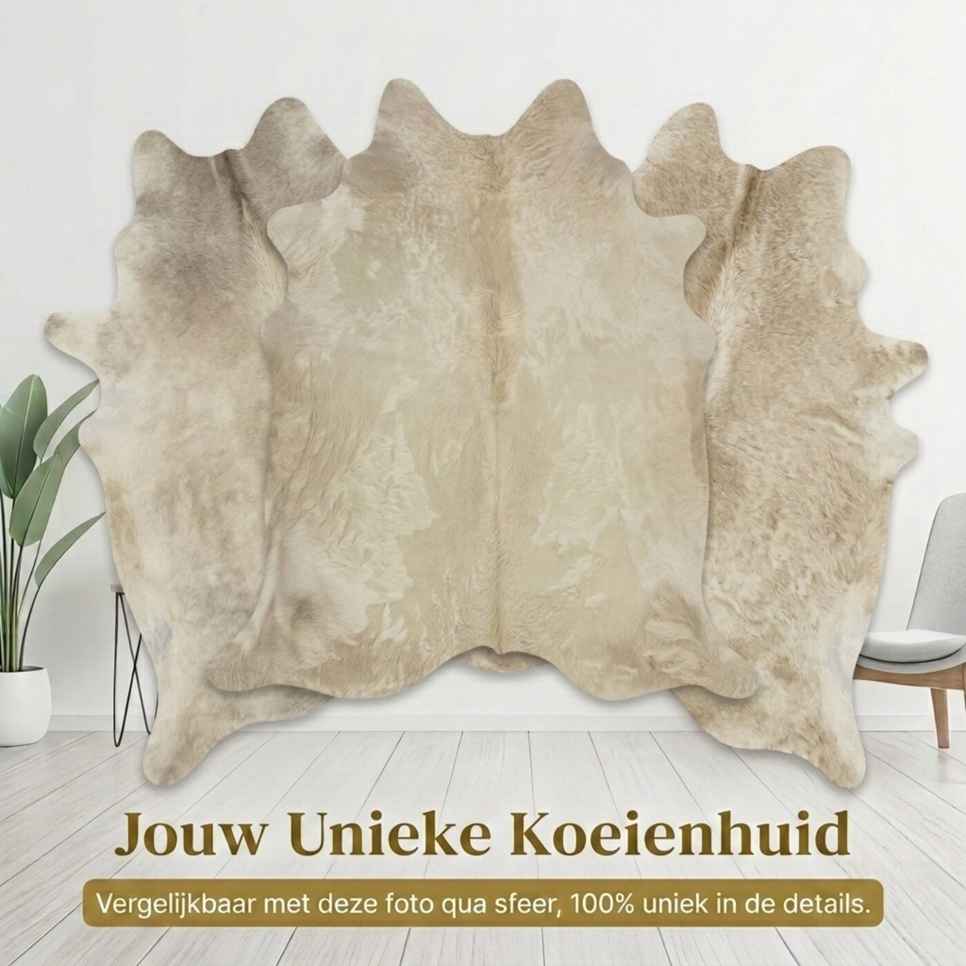 Kuhfell Champagne Taupe - Bild 6