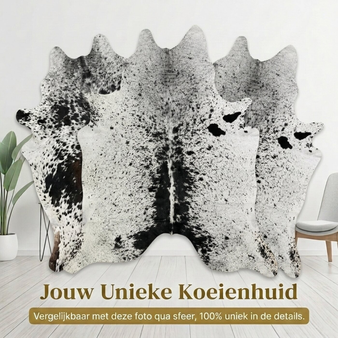 Kuhfell Salz & Pfeffer Schwarz-Weiß Hell - Bild 6