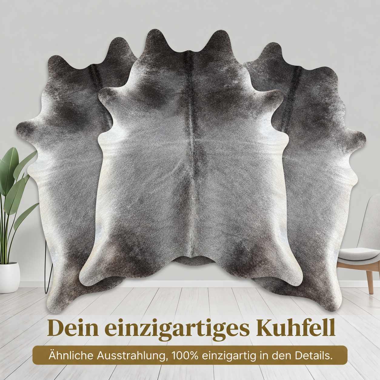 Kuhfellteppich Dunkelgrau - Bild 6